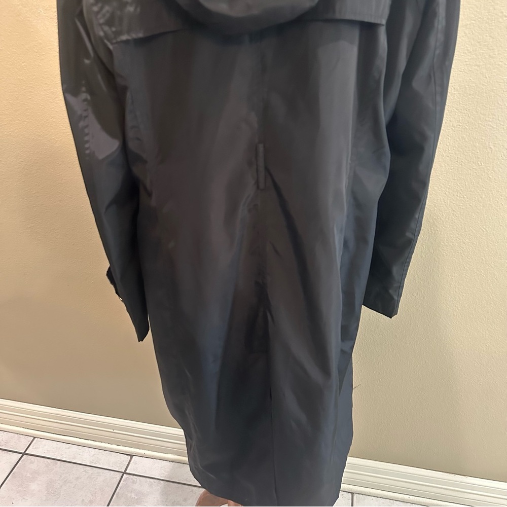 Via Spiga Women's Black Trench Coat Water Resistant raincoat Large - Picture 15 of 15